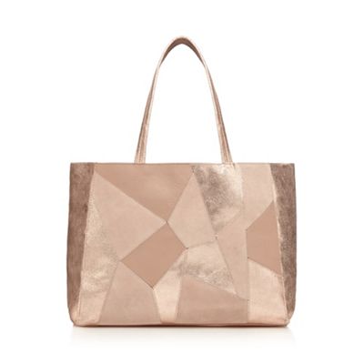 Rose gold patchwork leather shopper bag